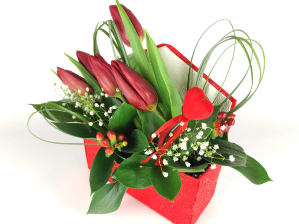 Flowerbox koperta z tulipanami